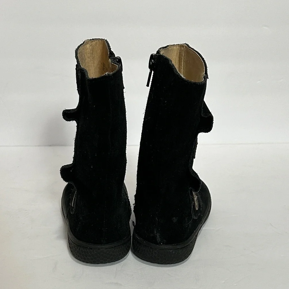 Livie & Luca girls Black Suede Boots with Button Accents size 6